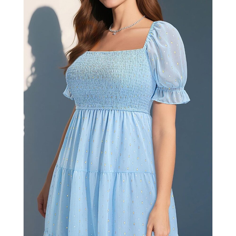 Plus Size Fall Dress Boho Chiffon Midi for Bridal Weddings Graduation - Picture 6 of 7